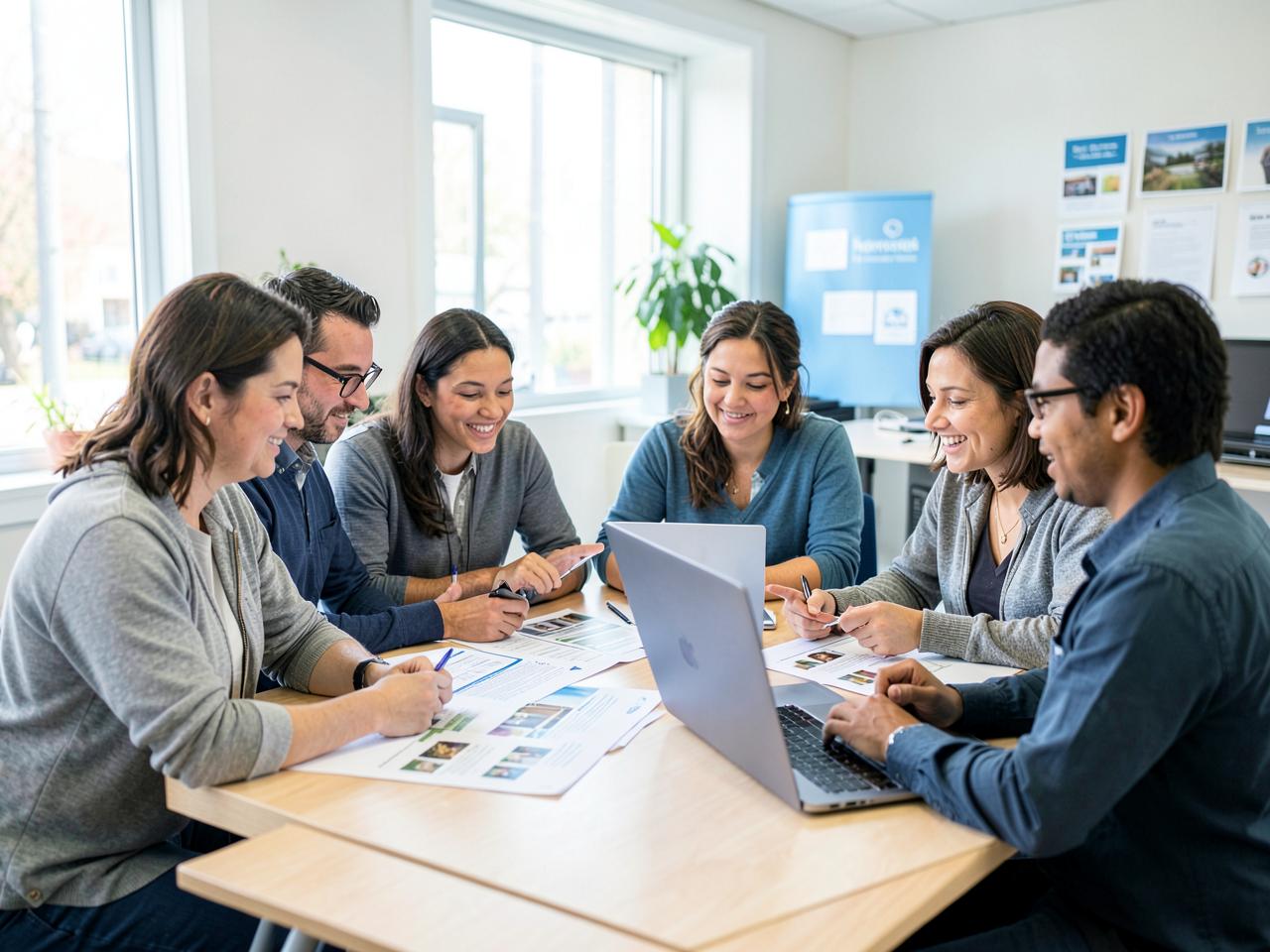 Nonprofit team collaborating on a project plan